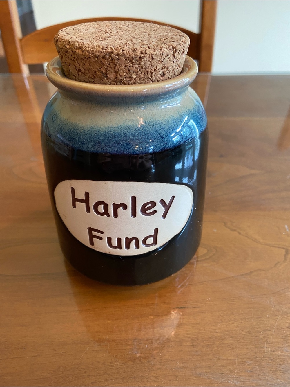Harley Fund Ceramic Jar with Cork Lid - Blue and Black